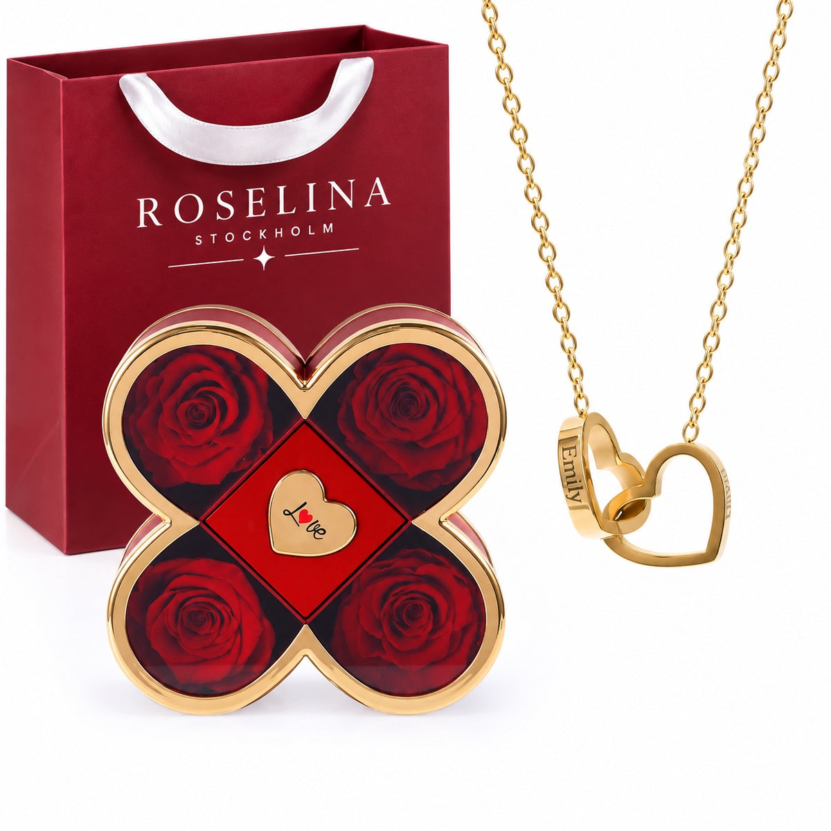 Milona Happiness – Personalised necklace with rose box – image 1