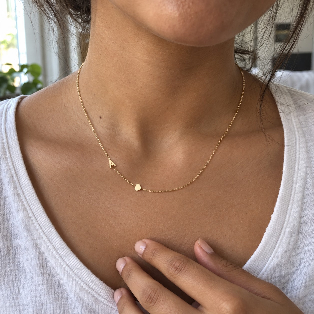Personalised initial necklace worn every day – image 1