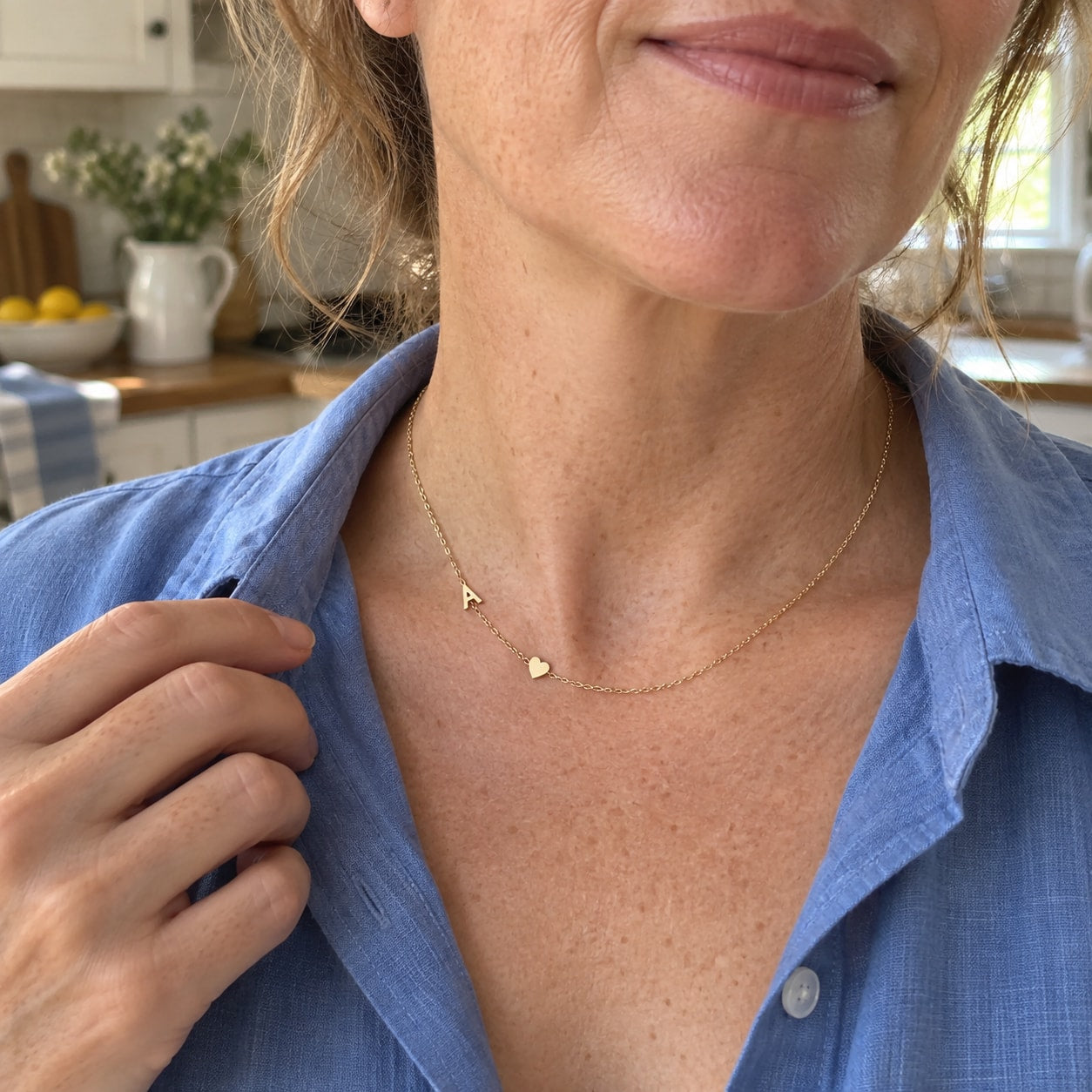 Personalised initial necklace worn every day – image 2