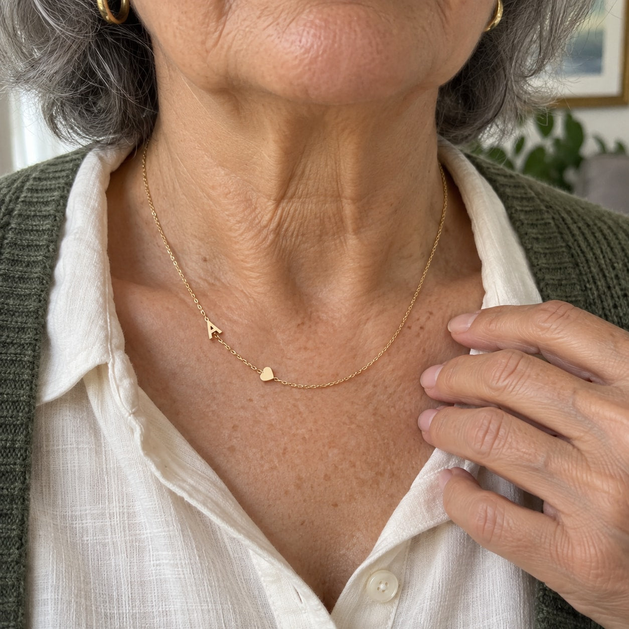 Personalised initial necklace worn every day – image 3