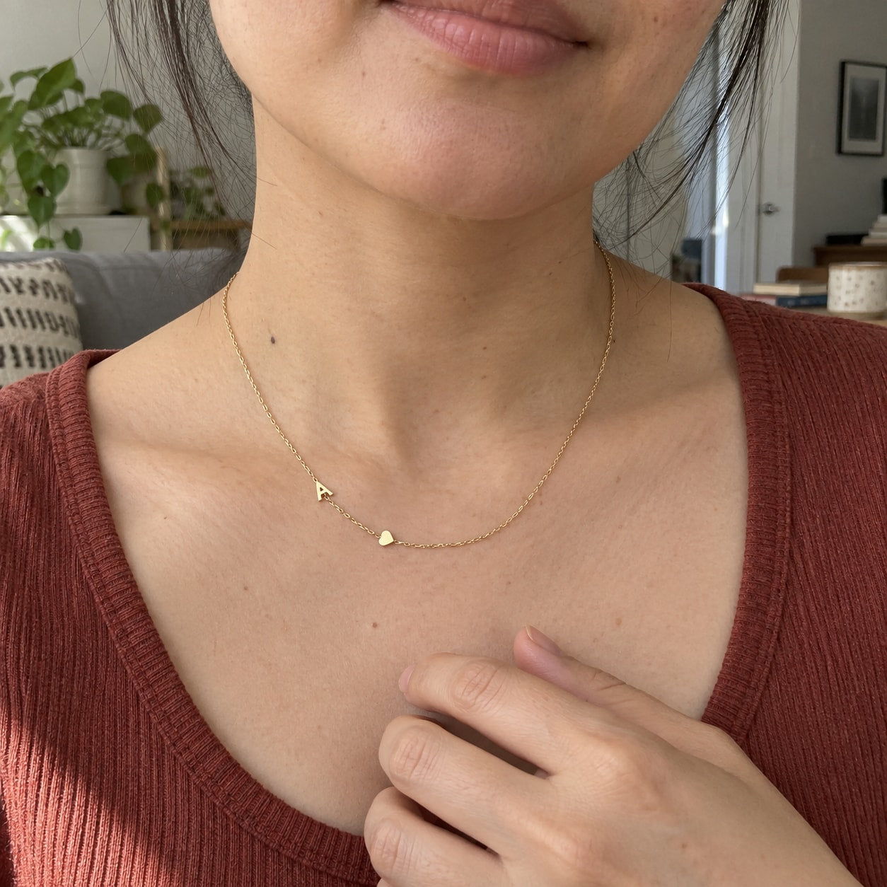 Personalised initial necklace worn every day – image 4