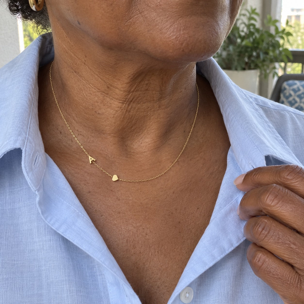 Personalised initial necklace worn every day – image 5